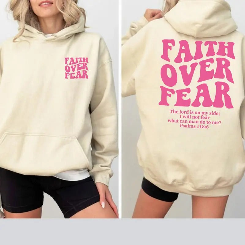 Faith Over Fear Christian T-shirt/Sweatshirt/Hoodie With Bible Verse - Unisex Classic Fit | GrindPrints.com