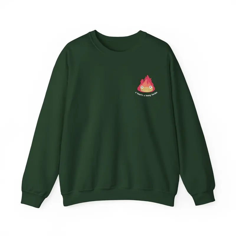 Howls Moving Castle Embroidered Tshirt/Sweatshirt/Hoodie, A Heart's A Heavy Burden, Calcifer, Howl and Sophie, Miyazaki...