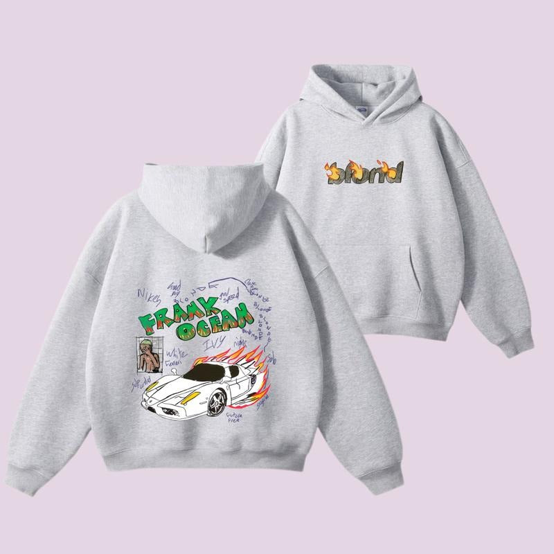 Frank Ocean 2-Sides T-Shirt/Sweatshirt/Hoodie, Blond Ferrari Tee, Hand-Drawn Graphic Shirt, Retro Music Fan Apparel,...