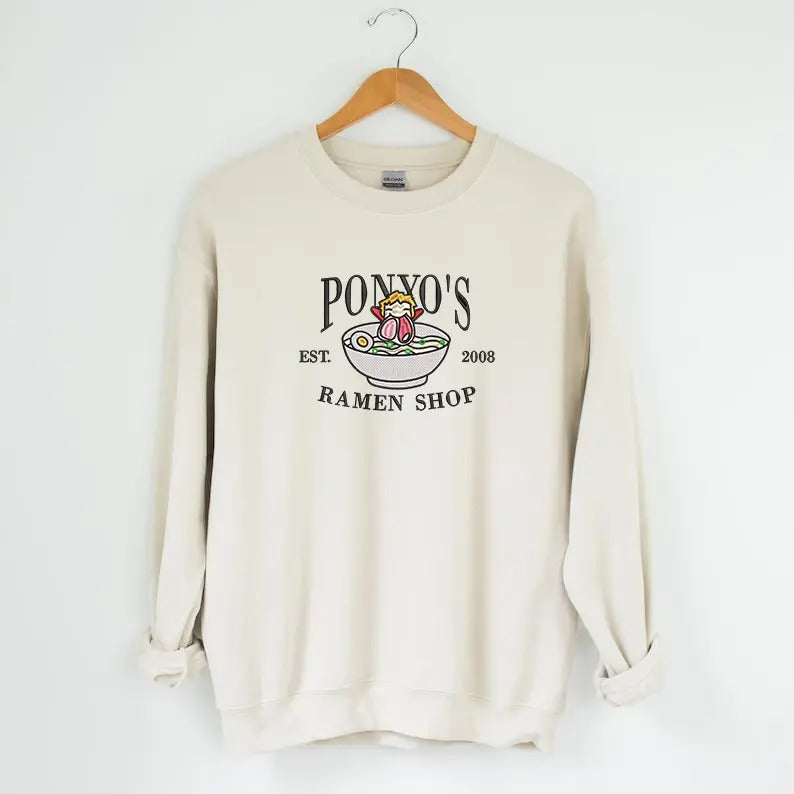 Ponyo Embroidered Tshirt/Sweatshirt/Hoodie, Miyazaki Hayao Shirt, Studio Ghibli Shirt, Anime Gift | GrindPrints.com