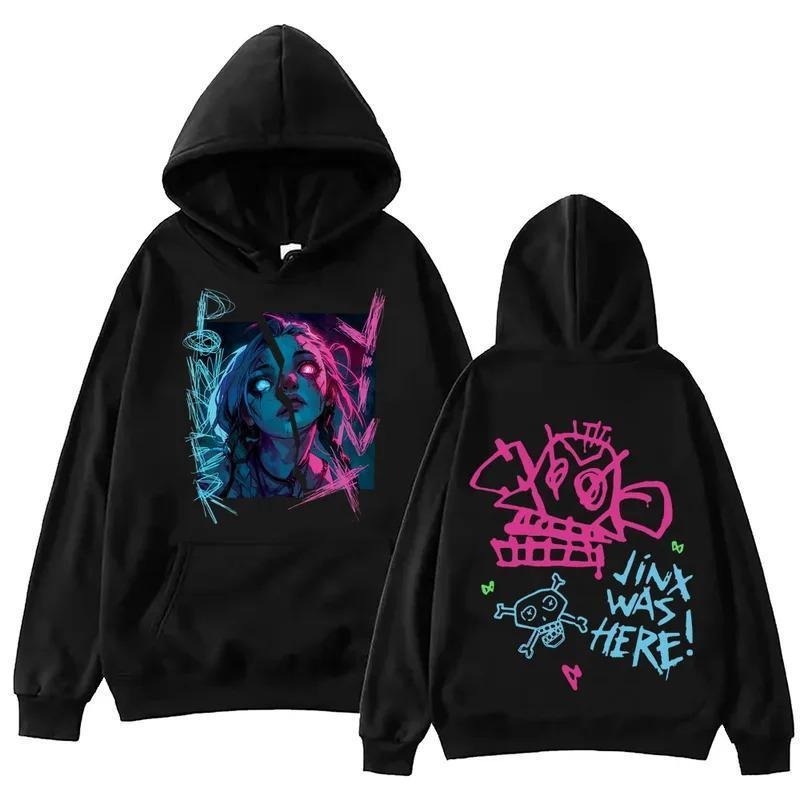 Arcane-Jinx Hoodie/T-Shirt Harajuku Legend of League Shirt/Hoodie, Unisex for Man and Women, 100% Cotton, LOL Tee Sweatshirt