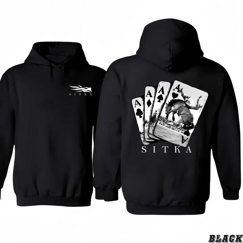 Sitka Ace Card 2 sided Hoodie/T-Shirt Card playing Hoodie/T-Shirts Vintage Style Unisex T-shirt/Hoodie, Vintage for Men...