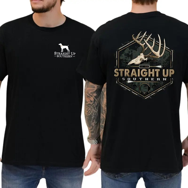 Straight Up Southern Bold Deer Antler T-shirt/Sweatshirt/Hoodie | GrindPrints.com