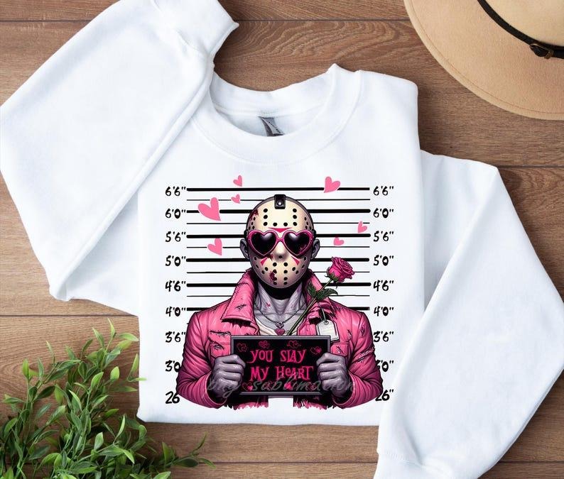 Horror Characters Valentine Shirt Hoodie, Pink Horror Valentine Shirt, Scary Movie Valentine Shirt, Valentine's Day Shirt...