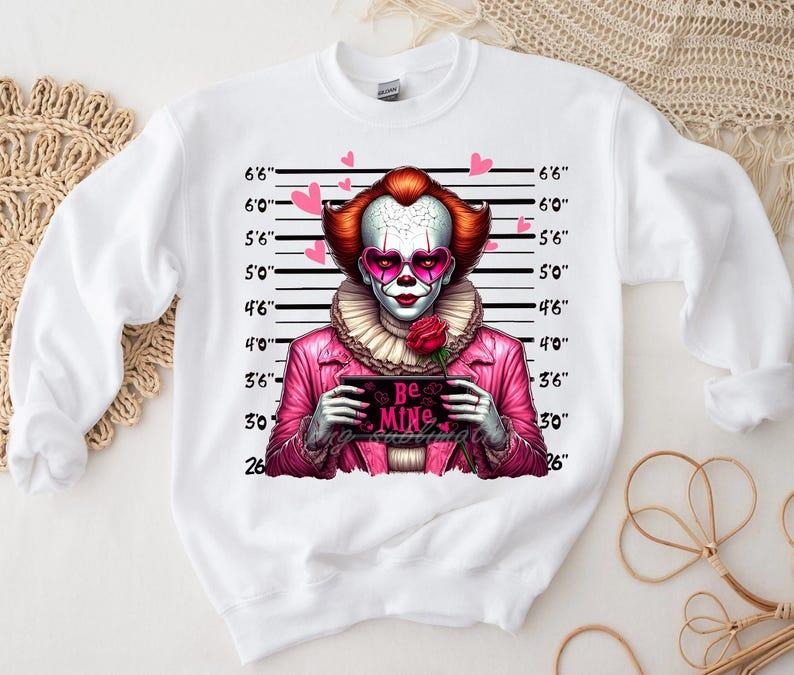 Horror Characters Valentine Shirt Sweatshirt, Pink Horror Valentine Shirt, Scary Movie Valentine Shirt, Valentine's Day...