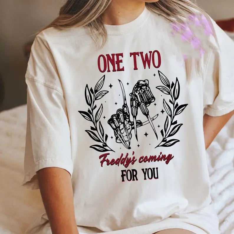 Horror Halloween Unisex Shirt, Retro Halloween Sweater, Scary movie Shirt, Horror Characters Sweatshirt, One 2 Fr-ddy's...