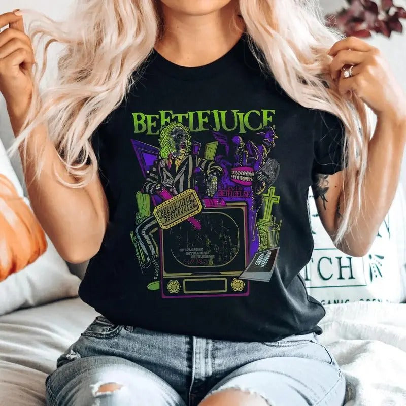 Horror Movie TShirts, Halloween Beetlejuice 1988 Movie Shirt, Beetlejuice Halloween Shirt , Horror Halloween Shirt, Retro...