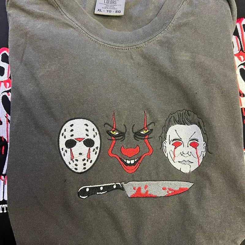 Horror guys embroidered tshirt for men and women . Hoodie, Sweatshirt | GrindPrints.com