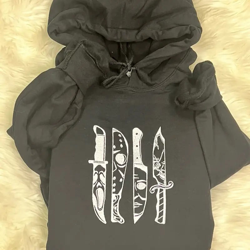 Horror knives embroidery sweater or hoodie T-Shirts, Sweatshirt | GrindPrints.com