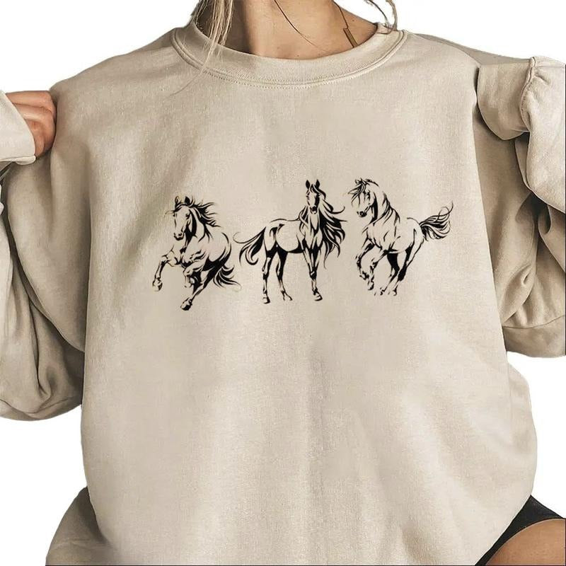 Horse Lover Sweatshirt, Gift Animal Lover T-shirt Country Girl Hoodie Unisex Farm Girl Cotton Womenswear | GrindPrints.com