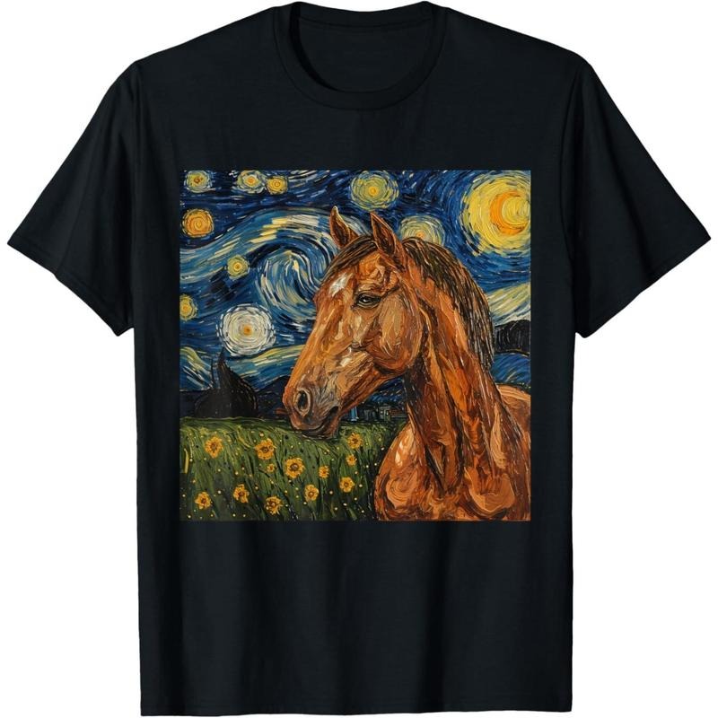 Horse Lover Van Gogh Starry Night Made Usa T-Shirts, Hoodie, Sweatshirt