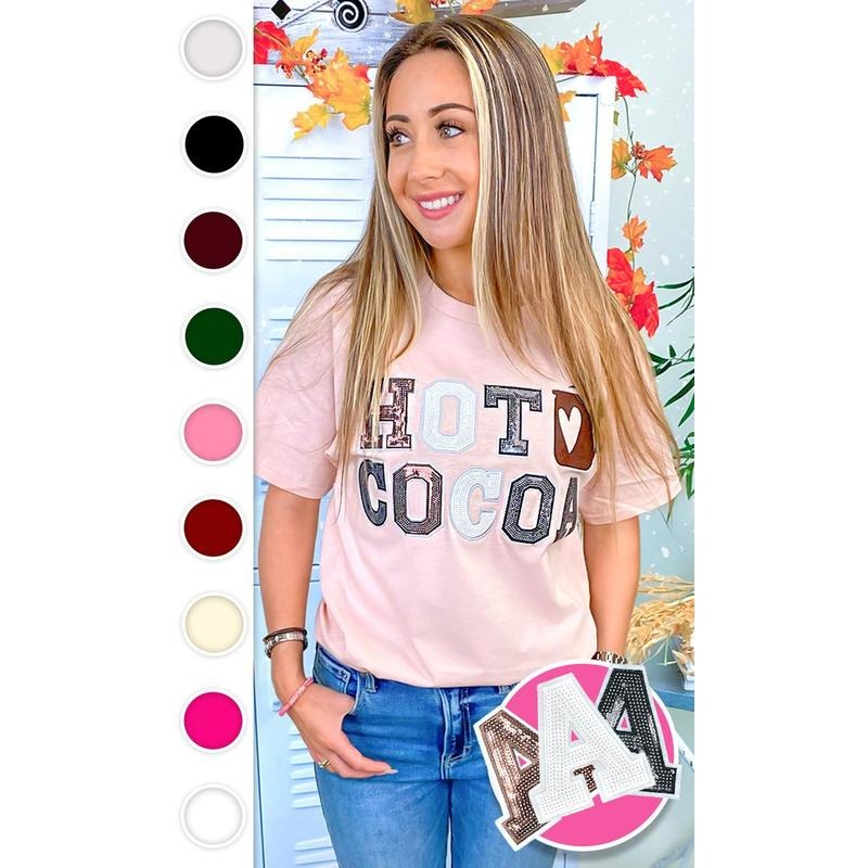 Hot Cocoa Sequin Graphic T-Shirt Hoodie, Sweatshirt | GrindPrints.com