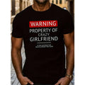 Hot Crazy Girlfriend Warning Creative Print for Men Women Couple Fashion T-Shirt, Street Short Sleeve Cotton T-Shirt,...