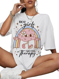 Hot Girls Go To Therapy Shirt, Mental Health Funny Shirt, Retro T Shirt Design, Groovy Mental Health Tee, Cute Brain...