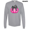 Hot Pink Leopard Bow Pumpkin Long Sleeve Comfort Colors T-Shirt 'NLB' Hoodie, Sweatshirt | GrindPrints.com