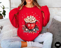 Hot coco Christmas sweatshirt, Christmas outfit, Christmas sweater, Winter sweater, Hot chocolate sweater, Marshmallows,...