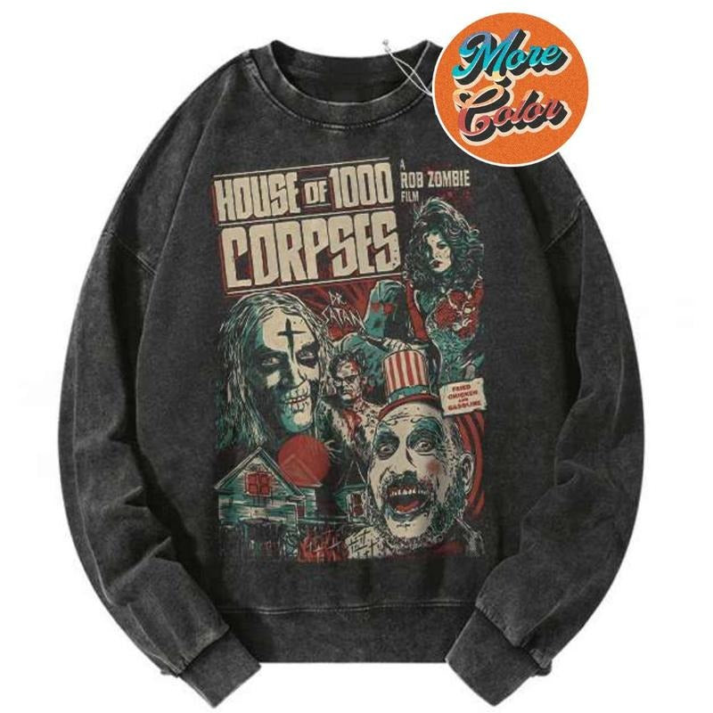 House of 1000 Corpses Horror Movie Anime Vintage Shirts, Cotton Unisex Sweatshirt, Crew Neck, Size S- 3XL, Menswear Top,...