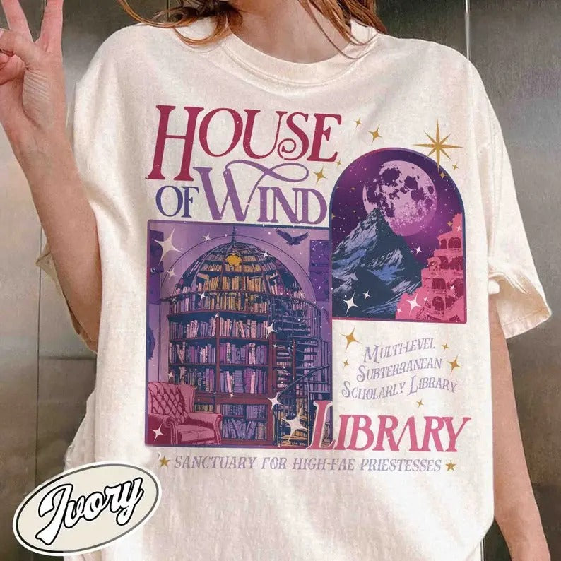 House of Wind Shirt, House of Wind Library, Book Club, Library Velaris Shirt, ACOTAR Shirt, Cotton Crewneck  Womenswear...