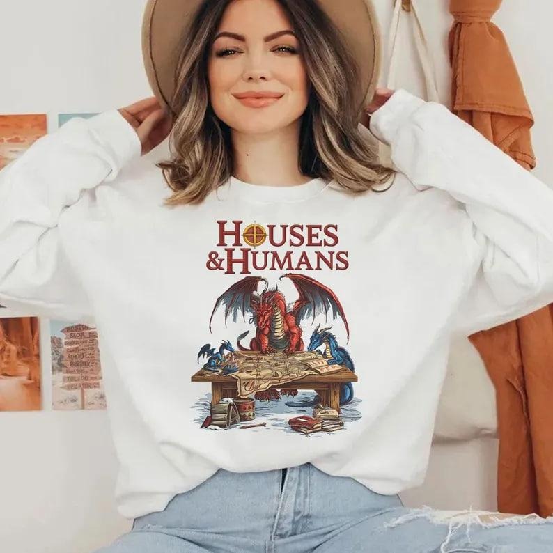 Houses and Humans ADHD&D Shirt, Dungeons and Dragons Gift Tee for Men Women, Vintage Retro 90s Joke D and D T-shirt, Roll...