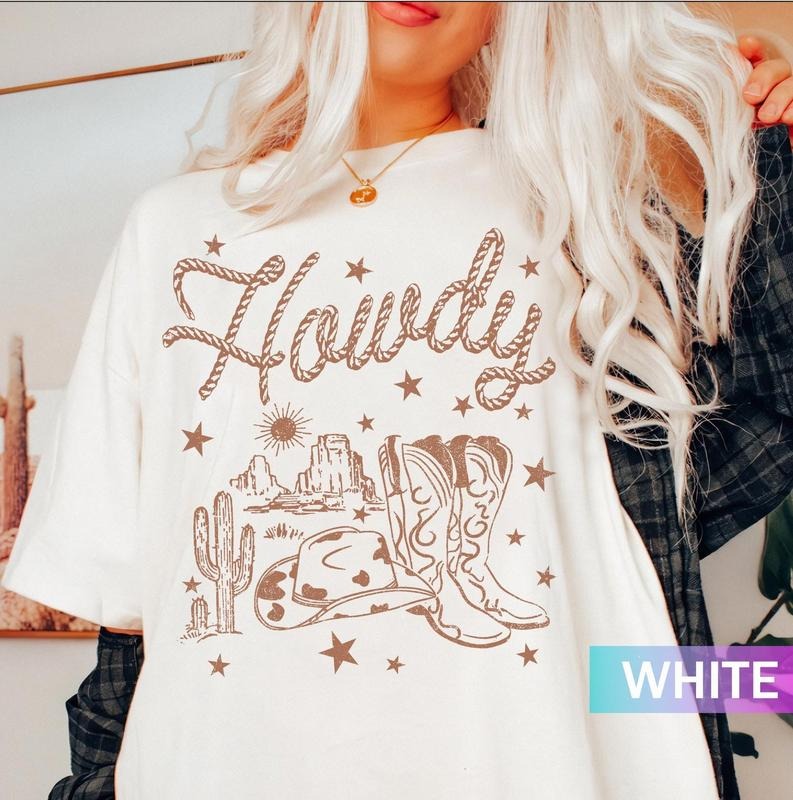 Howdy Cowgirl Shirt, Vintage Western Cowgirl Shirt, Cowgirl Boots Shirt, Country Music Shirt, Rodeo Horse Lover Cowgirl...