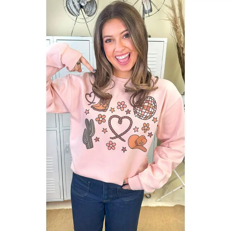 Howdy Heart Cowboy Graphic Sweatshirt T-Shirts, Hoodie | GrindPrints.com