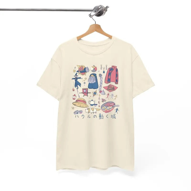 Howls Moving Castle Tshirt, Studio Ghibli Tshirt, Howl And Sophie, Calcifer, Anime Hoodie, Sweatshirt | GrindPrints.com