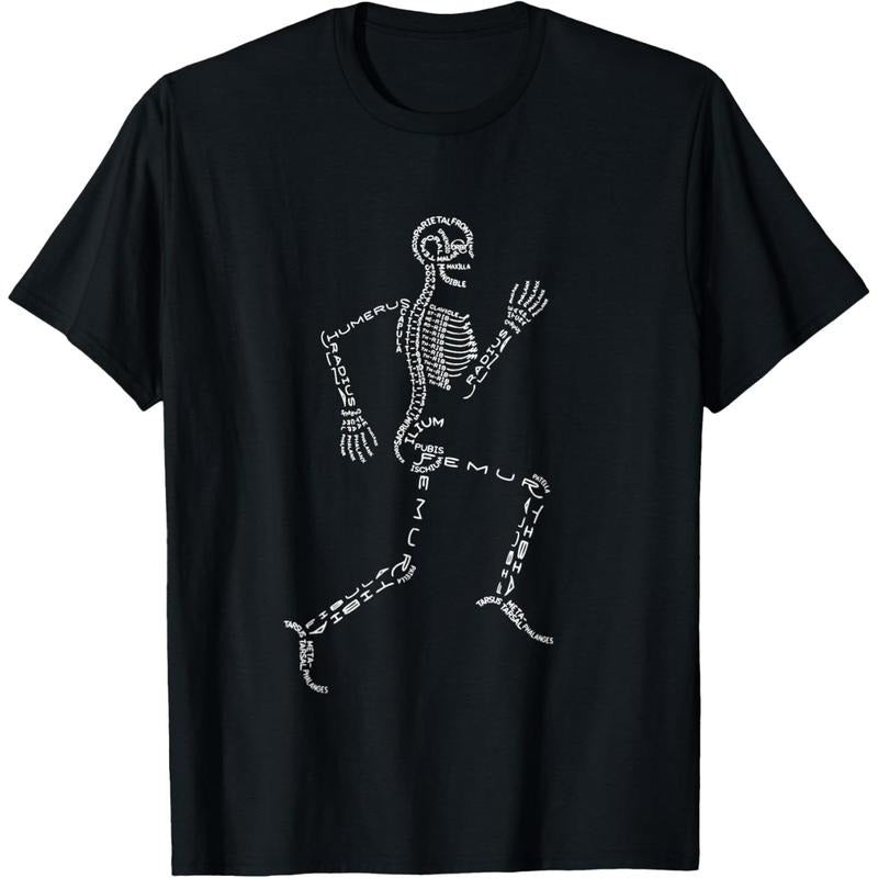Human Skeleton Running Bone Names Anatomy Labels for Geeks T-Shirt made in usa Hoodie, Sweatshirt | GrindPrints.com