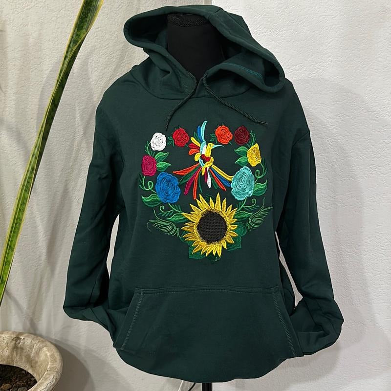 Hummingbird with flowers embroidered hoodie T-Shirts, Sweatshirt | GrindPrints.com