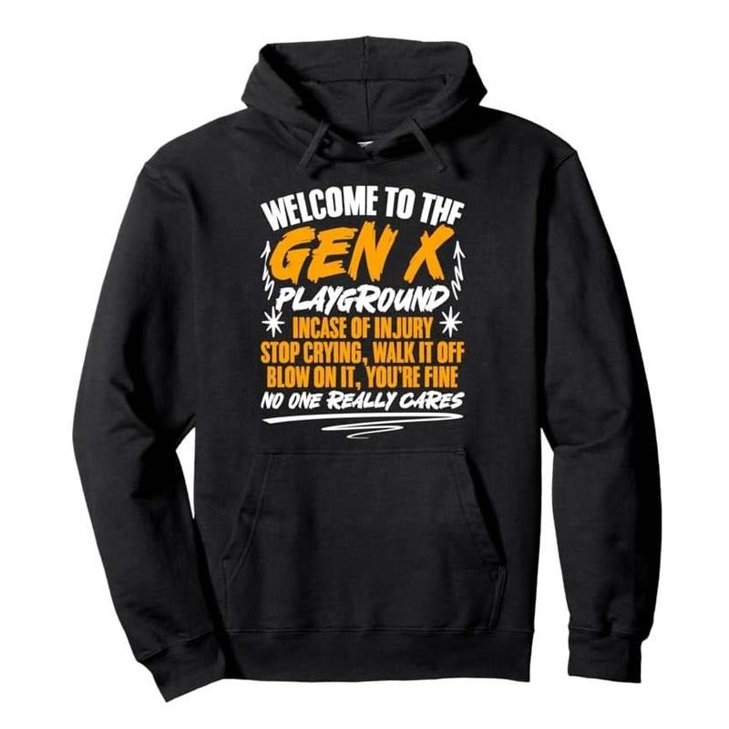 Humor Generation X Welcome To Gen X Funny Hoodie Casual Street Style Fleece Pullover Hooded Sweatshirt Tops Trendy For...