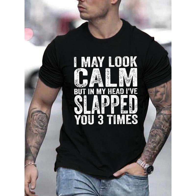 [Humorous Summer T-Shirt] Cotton Men's Casual Summer T-Shirt - Round Neck, Regular Fit, Printed Pattern