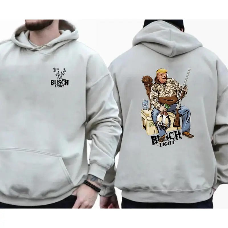 Hunter Trump Busch Light 2 Side Trump 2024 Beer Lover Casual Menswear Cotton Short Sleeve Shirt T-Shirts, Hoodie, Sweatshirt