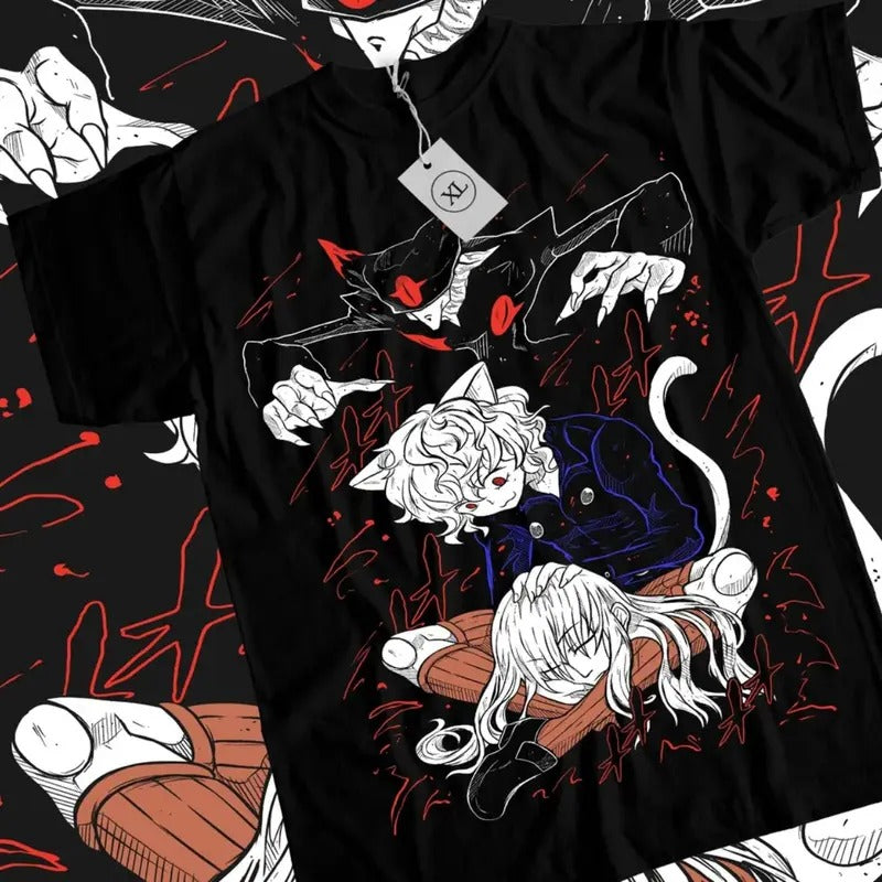 Hunter X Hunter Anime T-Shirt & Sweatshirt, Neferpitou Vs Kite Graphic Tee, Anime Manga Lover Gifts Ball Cotton Hoodie