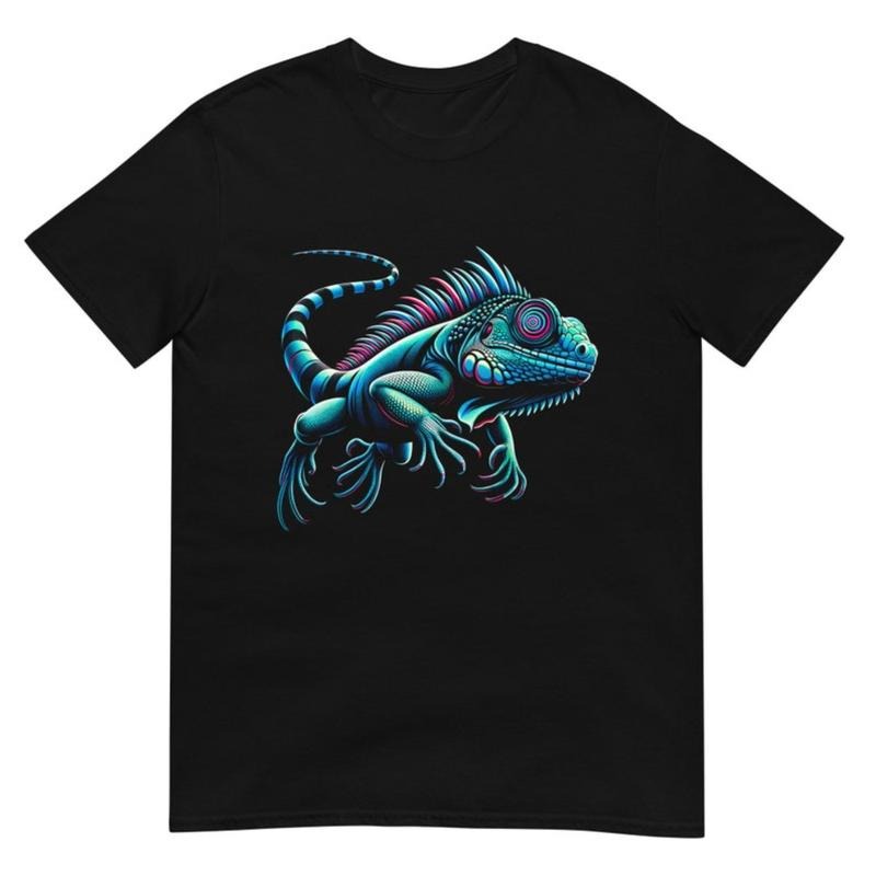 Hypnotic Iguana T-Shirt: Vibrant Neon Psychedelic Leaping Lizard made in usa Hoodie, Sweatshirt | GrindPrints.com