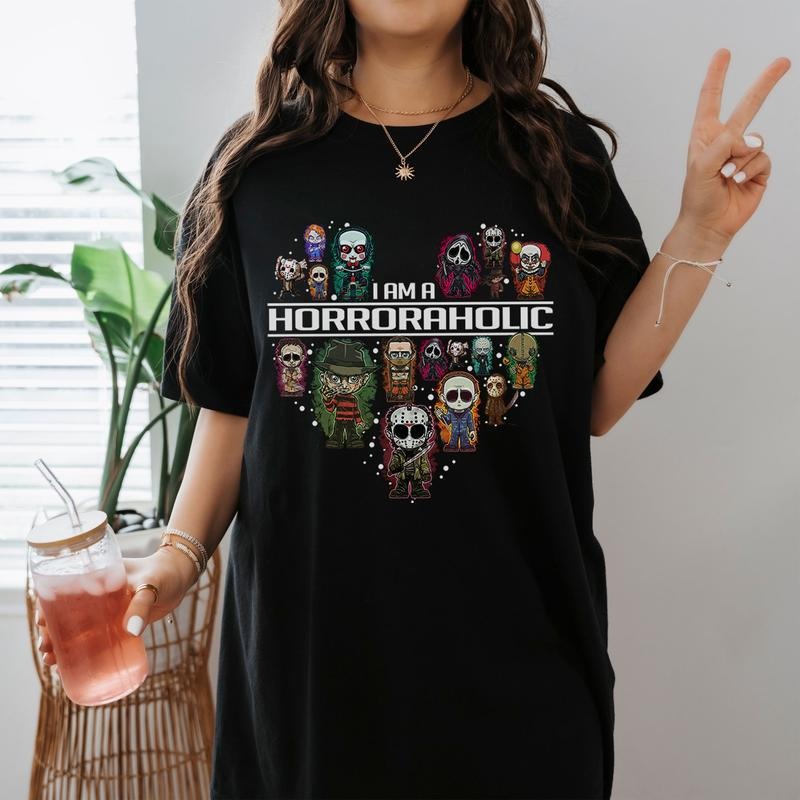 I Am A Horroraholic Michael Myers Freddy Krueger Jason Voorhees Ghostface Halloween Shirt Hoodie, Sweatshirt