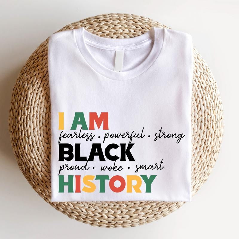 I Am Black History Shirt, Unisex African American T-shirt, Black History Month Short Sleeve, Black Women Shirt, Human...