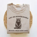 I Break Down Easily, Funny Sweatshirt, Funny Crewneck, Raccoon Meme Sweatshirt, Cartoon Meme Top, Vintage Cartoon Sweater...