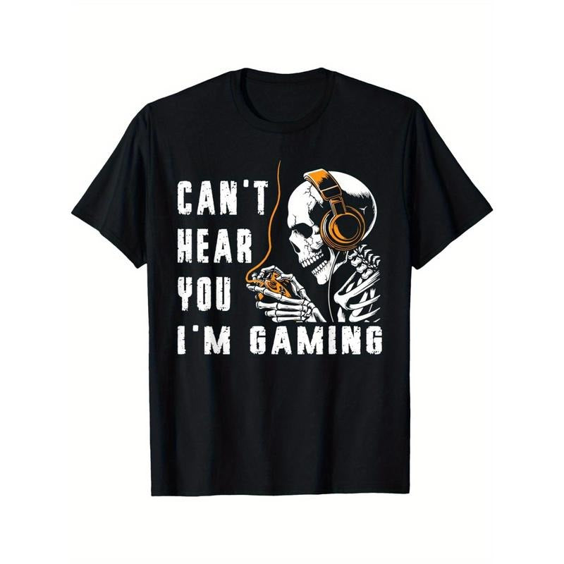 I Can't Hear You I'm Gaming, Skeleton Gamer Halloween Day T-Shirt made in usa Hoodie, Sweatshirt | GrindPrints.com