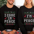 I Come in Peace I'm Peace Sweater, Funny Couple Ugly Christmas Shirt, Holiday Party Tee Casual Cotton Jersey Womenswear...