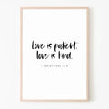 I Corinthians 13:4, Love Is Patient, Love Is Kind Print, Scriptures On Love, Love Bible Verse Printable Poster Prints No...