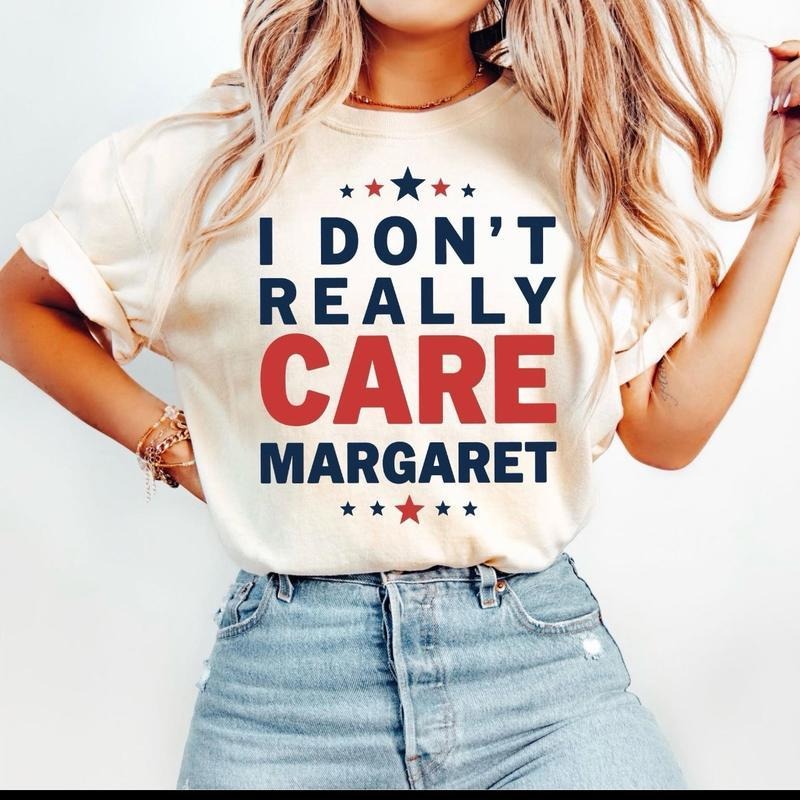 I Don't Really Care by Margaret - Graphic T-Shirt with Red and Blue Design, Casual Style, White Color tees Hoodie, Sweatshirt