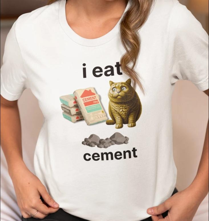 I Eat Cement Cat Cringey White T Shirt Cat Meme Shirt Funny Cat T Shirt Hoodie, Sweatshirt | GrindPrints.com