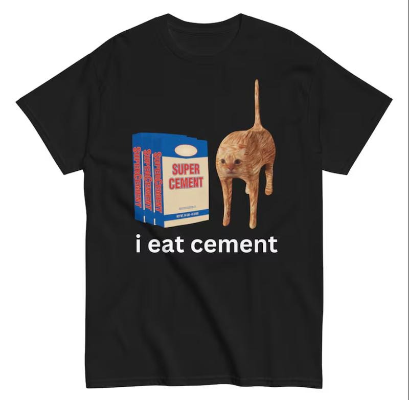 I Eat Cement, Funny Sarcastic Offensive Random Cat Meme T-Shirts, Hoodie, Sweatshirt | GrindPrints.com