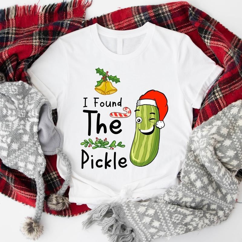 I Found The Pickle Shirt, Pickle Funny Christmas T-Shirt, Unisex Pickles Lover Xmas Gift Tee, Matching Holiday Pickle...