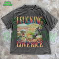 I Fucking Love Rice T-Shirt | Funny Meme Skeleton Graphic Tee for Rice Lovers | Edgy Foodie Shirt Casual Fabric funny ...