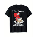 I Go Down All Night Santa In A Chimney Funny Christmas Humor T-Shirt Black casual short sleeve men's sport T-shirt made...