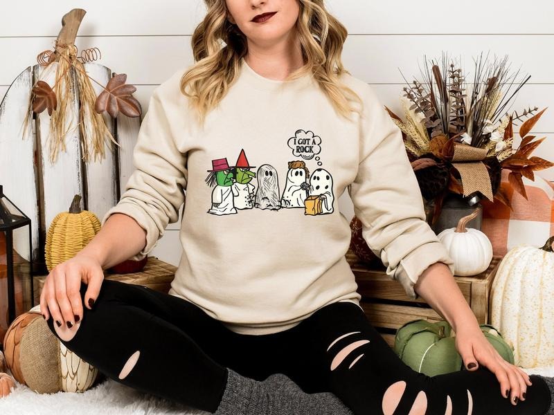 I Got A Rock Halloween Custom Meme Sweatshirt | Funny Ghost Hoodie | Spooky Sweat | T-Shirts | GrindPrints.com