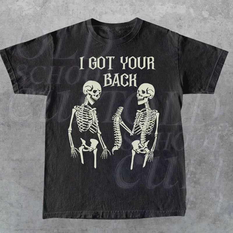 I Got Your Back Skeleton T-Shirt, Funny Skull Shirt, Vintage Skellie Y2k Tee, Vintage Graphic Shirt, Halloween Quote...