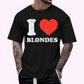 I Heart Blondes Love Blondie Hair Regular Fit Letter Round Neck Casual Short Sleeve Crew Neck Shirt Summer Top Daily T-Shirts, Hoodie, Sweatshirt