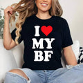 I Heart My BF Valentine's Day For Boyfriend Best I Love BF T-Shirt , Cotton 100%, Crewneck, Short Sleeve, Top Womenswear...
