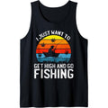 I Just Want to Get High and Go Fishing Funny Marijuana Retro Tank Top MADE IN USA T-Shirts, Hoodie, Sweatshirt